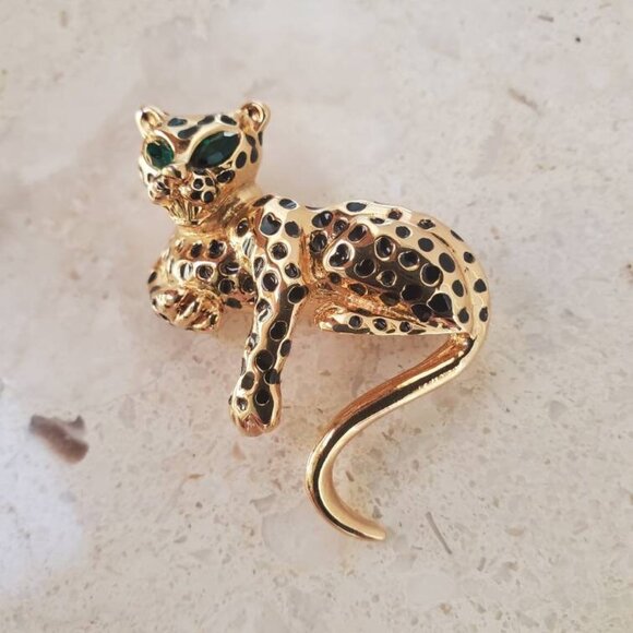 Signed Vintage D'Orlan Cheetah, Jaguar, Leopard Brooch Pin - Picture 7 of 10